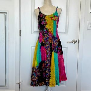 Hippie colorful patchwork sun dress